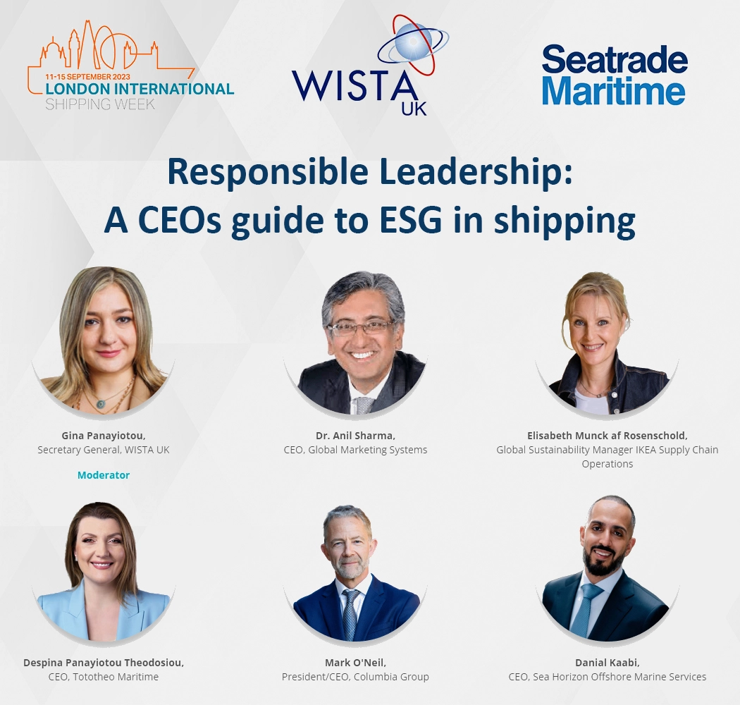Dr. Anil Sharma of GMS Leadership speaks on ESG in shipping at WISTA UK panel during London International Shipping Week 2023