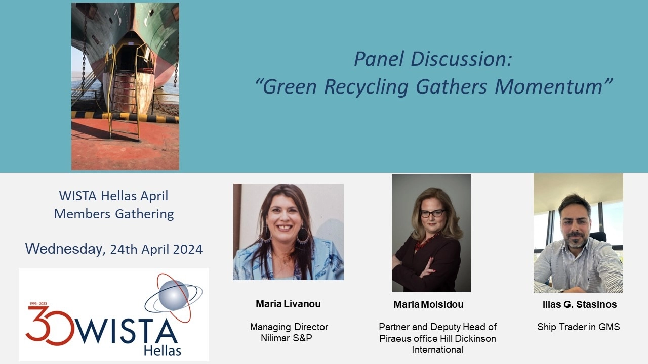 Ilias Stasinos of GMS Leadership joins WISTA Hellas panel on green recycling momentum and maritime sustainability strategies