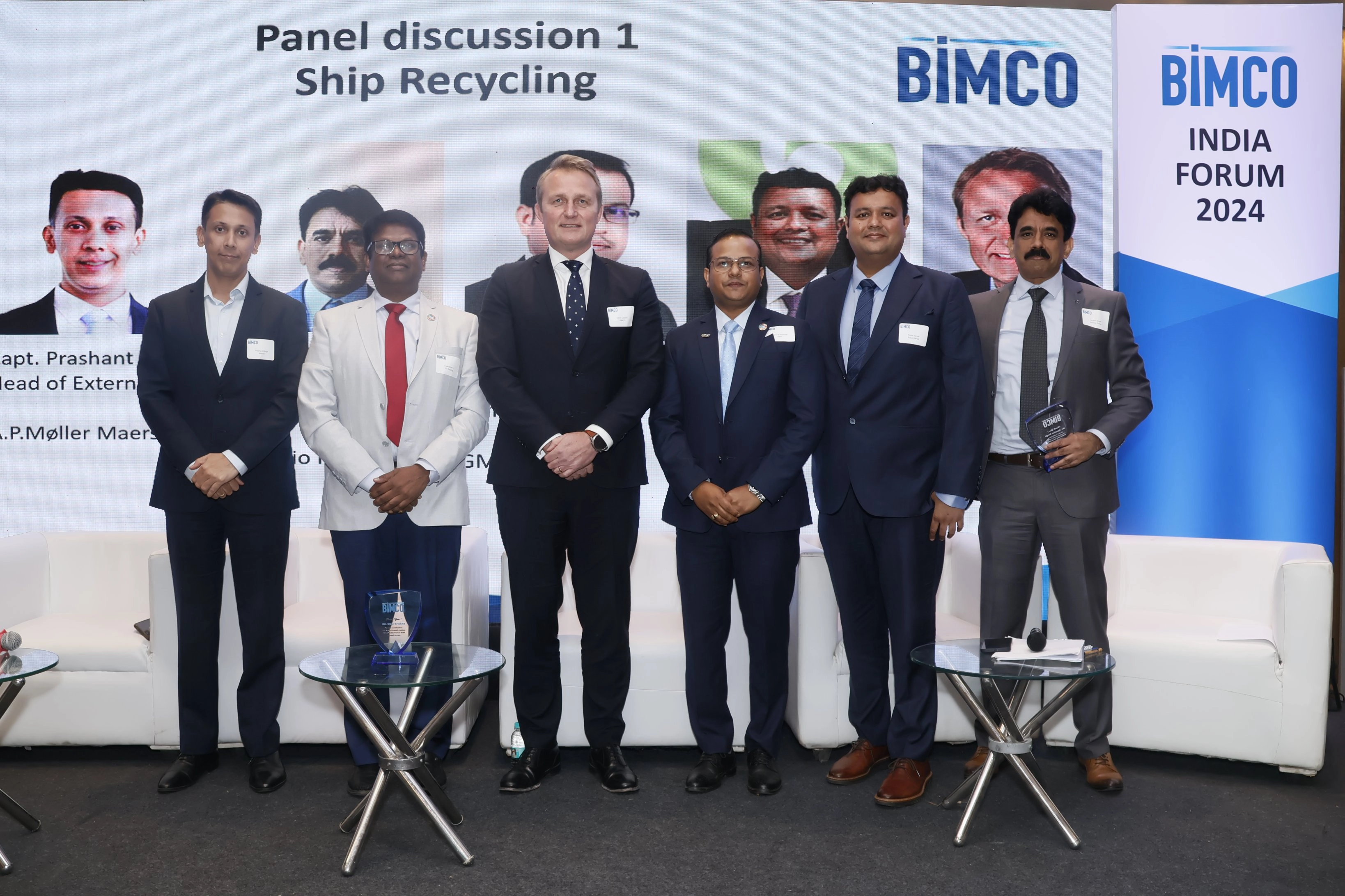 Dr. Anand Hiremath and Kiran Thorat of GMS at BIMCO India Forum 2024 panel on ship recycling sustainability and maritime future in India